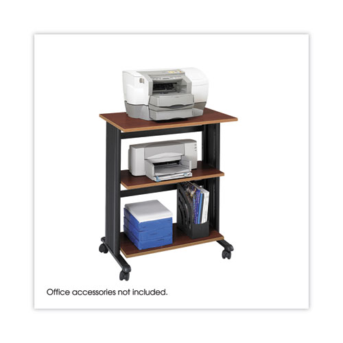 Picture of Muv Three Level Machine Cart/Printer Stand, Engineered Wood, 3 Shelves, 29.5" x 20" x 35", Cherry/Black