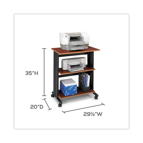 Picture of Muv Three Level Machine Cart/Printer Stand, Engineered Wood, 3 Shelves, 29.5" x 20" x 35", Cherry/Black