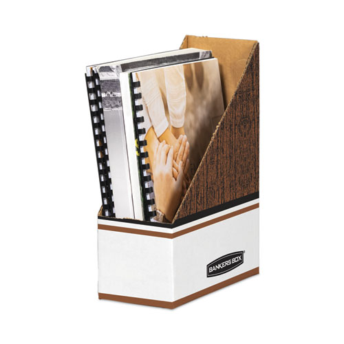 Picture of Corrugated Cardboard Magazine File, 4 x 11 x 12.25, Wood Grain, 12/Carton