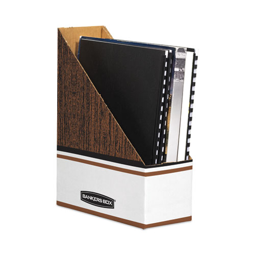 Picture of Corrugated Cardboard Magazine File, 4 x 11 x 12.25, Wood Grain, 12/Carton