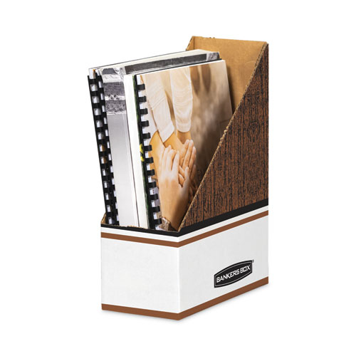 Picture of Corrugated Cardboard Magazine File, 4 x 9 x 11.5, Wood Grain, 12/Carton