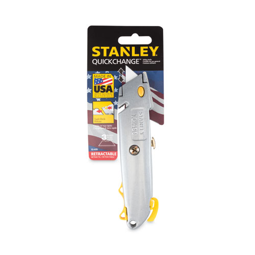 Picture of Quick-Change Utility Knife with Twine Cutter and (3) Retractable Blades, 6" Metal Handle, Gray