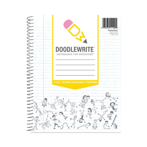 Picture of DoodleWrite Notebooks, 1-Subject, Wide/Legal Rule, White Cover, (50) 10.75 x 8.75 Sheets, 24/Carton