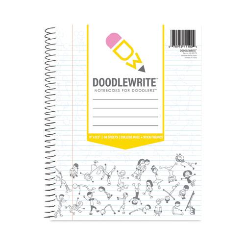 Picture of DoodleWrite Notebooks, 1-Subject, Medium/College Rule, White Cover, (60) 11.25 x 9.25 Sheets, 24/Carton
