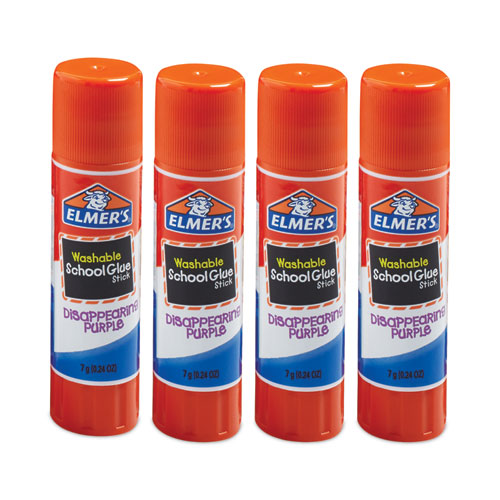 Picture of Washable School Glue Sticks, 0.24 oz, Applies Purple, Dries Clear, 4/Pack