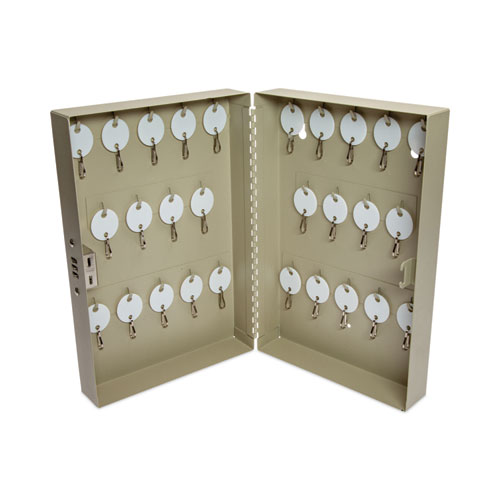 Picture of Combination Lockable Key Cabinet, 28-Key, Metal, Sand, 7.75 x 3.25 x 11.5