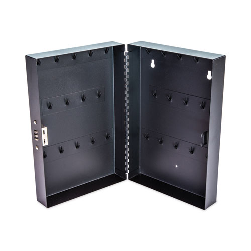 Picture of Combination Lockable Key Cabinet, 28-Key, Metal, Black, 7.75 x 3.25 x 11.5