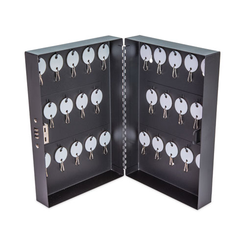 Picture of Combination Lockable Key Cabinet, 28-Key, Metal, Black, 7.75 x 3.25 x 11.5