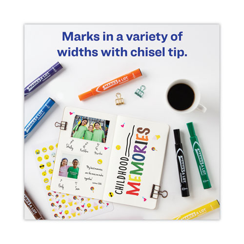 Picture of MARKS A LOT Large Desk-Style Permanent Marker, Broad Chisel Tip, Assorted Colors, 12/Set (24800)