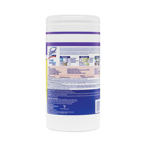 Picture of Dual Action Disinfecting Wipes, 1-Ply, 7 x 7.5, Citrus, White/Purple, 75/Canister