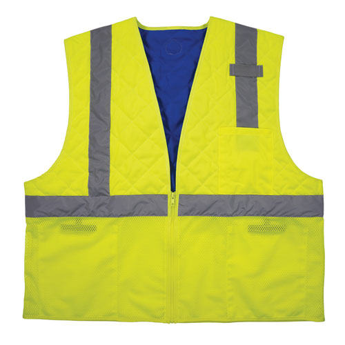 Picture of Chill-Its 6668 Class 2 Hi-Vis Safety Cooling Vest, Polymer, X-Large, Lime
