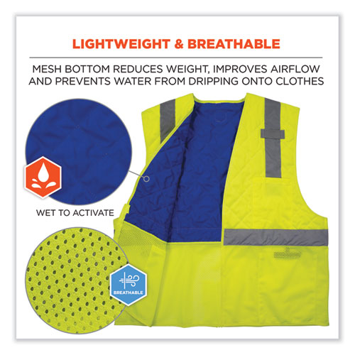 Picture of Chill-Its 6668 Class 2 Hi-Vis Safety Cooling Vest, Polymer, X-Large, Lime
