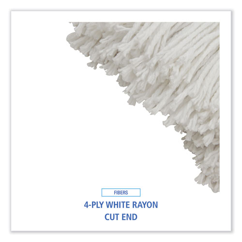 Picture of Cut-End Lie-Flat Wet Mop Head, Rayon, 24oz, White