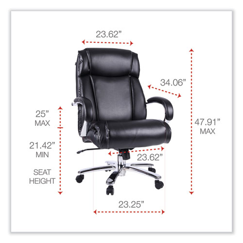 Picture of Alera Maxxis Series Big/Tall Bonded Leather Chair, Supports 500 lb, 19.7" to 25" Seat Height, Black Seat/Back, Chrome Base