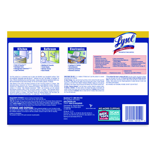 Picture of Disinfecting Wipes, 1-Ply, 7 x 7.25, Lemon and Lime Blossom, White, 35 Wipes/Canister, 3 Canisters/Pack, 4 Packs/Carton