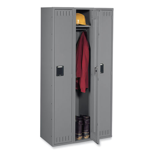 Picture of Single-Tier Locker, Three Lockers with Hat Shelves and Coat Rods, 36w x 18d x 72h, Medium Gray