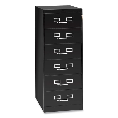 Picture of Six-Drawer Multimedia/Card File Cabinet, Black, 21.25" x 28.5" x 52"