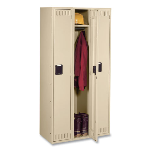 Picture of Single-Tier Locker, Three Lockers with Hat Shelves and Coat Rods, 36w x 18d x 72h, Sand