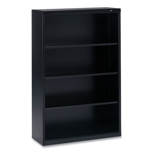 Picture of Metal Bookcase, Four-Shelf, 34.5w x 13.5d x 52.5h, Black