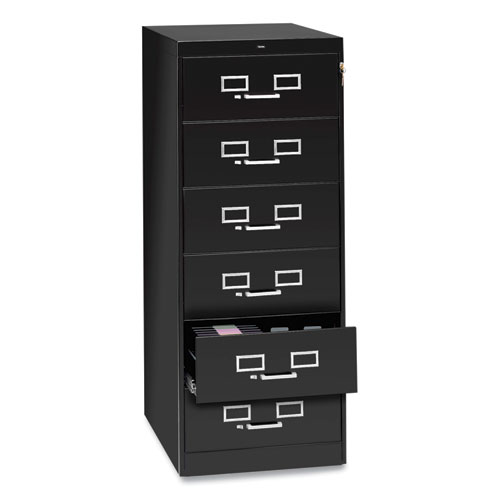 Picture of Six-Drawer Multimedia/Card File Cabinet, Black, 21.25" x 28.5" x 52"