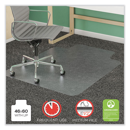 Picture of SuperMat Frequent Use Chair Mat for Medium Pile Carpet, 46 x 60, Wide Lipped, Clear