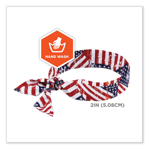 Picture of Chill-Its 6700 Cooling Bandana Polymer Tie Headband, One Size Fits Most, Stars and Stripes