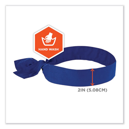 Picture of Chill-Its 6700 Cooling Bandana Polymer Tie Headband, One Size Fits Most, Solid Blue