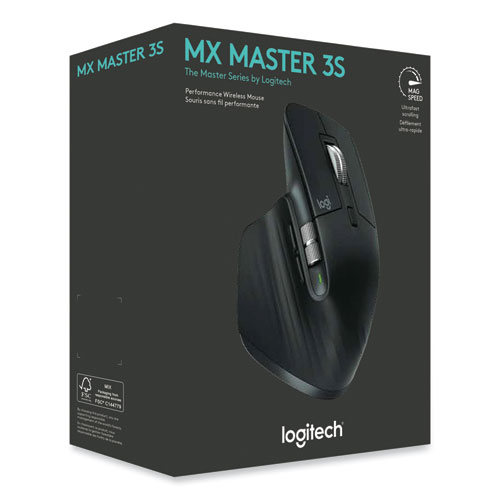 Picture of MX Master 3S Performance Wireless Mouse, 2.4 GHz Frequency/32 ft Wireless Range, Right Hand Use, Black