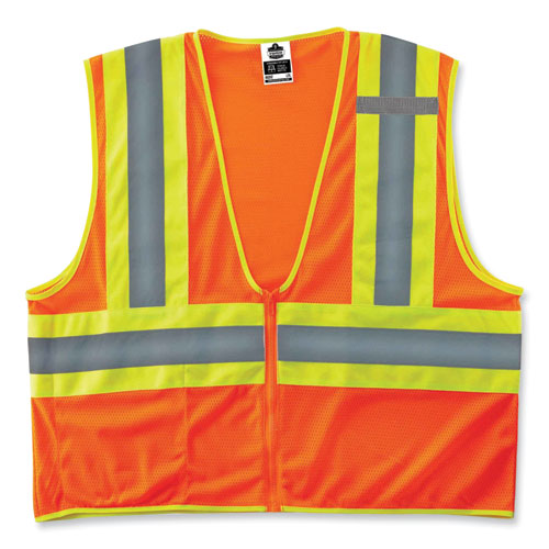 Picture of GloWear 8229Z Class 2 Economy Two-Tone Zipper Vest, Polyester, 2X-Large/3X-Large, Orange, Ships in 1-3 Business Days