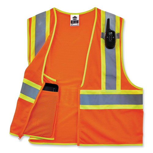 Picture of GloWear 8229Z Class 2 Economy Two-Tone Zipper Vest, Polyester, 2X-Large/3X-Large, Orange