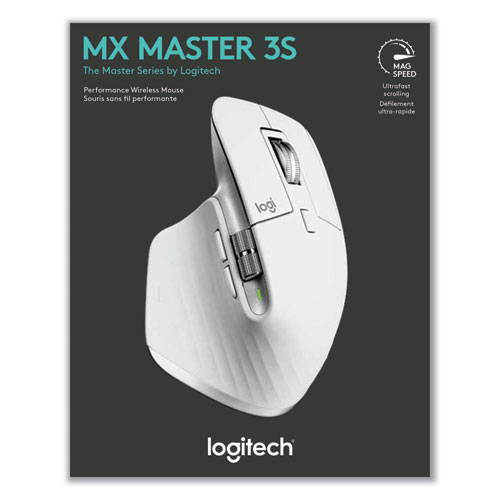 Picture of MX Master 3S Performance Wireless Mouse, 2.4 GHz Frequency/32 ft Wireless Range, Right Hand Use, Pale Gray