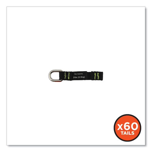 Picture of Squids 3700 Nylon Webbing Tool Tails with D-Rings, 2 lb Max Working Capacity, 3.5" Long, Black, 6/Pack, 10 Packs/Carton