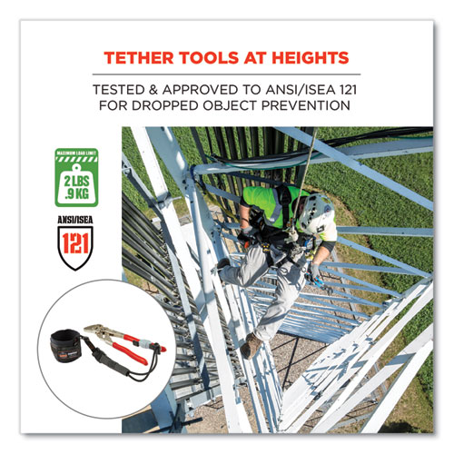 Picture of Squids 3700 Nylon Webbing Tool Tails with D-Rings, 2 lb Max Working Capacity, 3.5" Long, Black, 6/Pack, 10 Packs/Carton