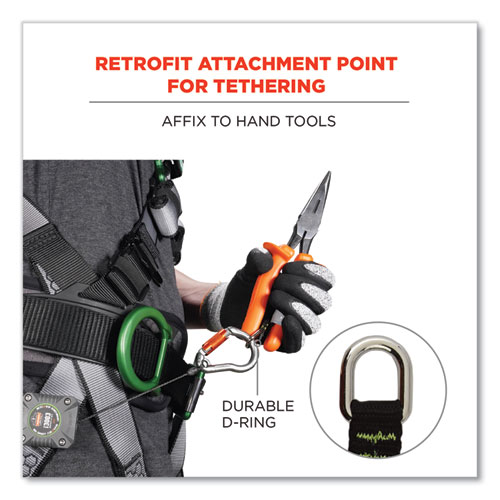 Picture of Squids 3700 Nylon Webbing Tool Tails with D-Rings, 2 lb Max Working Capacity, 3.5" Long, Black, 6/Pack, 10 Packs/Carton