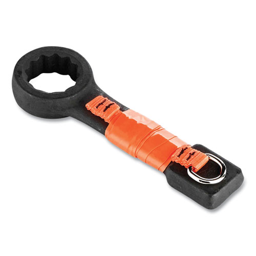 Picture of Squids 3700 Nylon Webbing Tool Tails with D-Rings, 2lb Max Working Capacity, 4.5" Long, Orange/Black, 6/Pack, 10 Packs/Carton