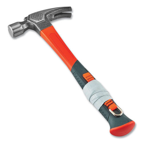 Picture of Squids 3700 Nylon Webbing Tool Tails with D-Rings, 2lb Max Working Capacity, 4.5" Long, Orange/Black, 6/Pack, 10 Packs/Carton