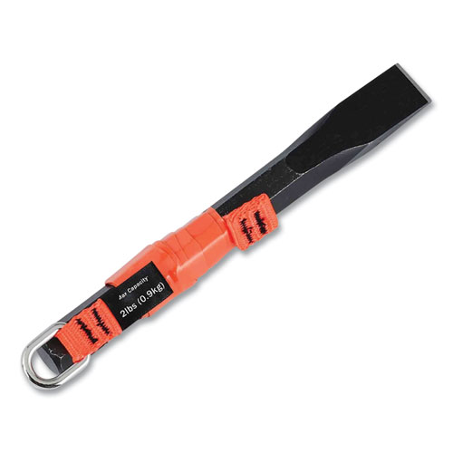 Picture of Squids 3700 Nylon Webbing Tool Tails with D-Rings, 2lb Max Working Capacity, 4.5" Long, Orange/Black, 6/Pack, 10 Packs/Carton