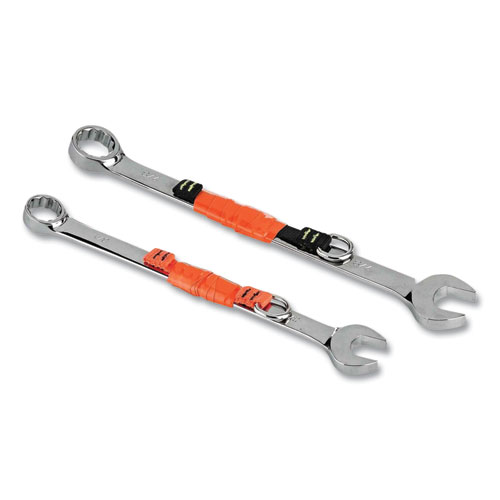 Picture of Squids 3700 Nylon Webbing Tool Tails with D-Rings, 2lb Max Working Capacity, 4.5" Long, Orange/Black, 6/Pack, 10 Packs/Carton