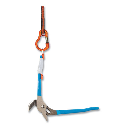 Picture of Squids 3700 Nylon Webbing Tool Tails with D-Rings, 2lb Max Working Capacity, 4.5" Long, Orange/Black, 6/Pack, 10 Packs/Carton