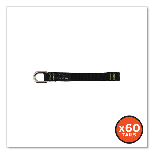 Picture of Squids 3700 Nylon Webbing Tool Tails with D-Rings, 2 lb Max Working Capacity, 5.5", Black, 6/Pack, 10 Packs/Carton