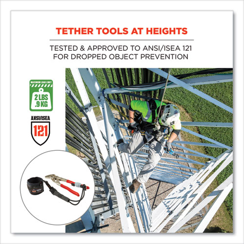 Picture of Squids 3700 Nylon Webbing Tool Tails with D-Rings, 2 lb Max Working Capacity, 5.5", Black, 6/Pack, 10 Packs/Carton