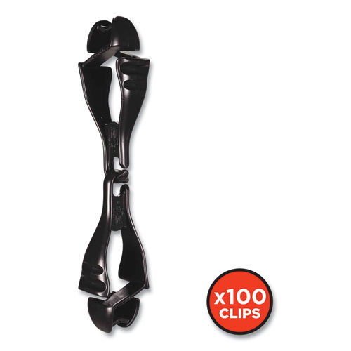 Picture of Squids 3400 Glove Clip Holder with Dual Clips, 1 x 1 x 6.5, Acetal Copolymer, Black, 100/Carton