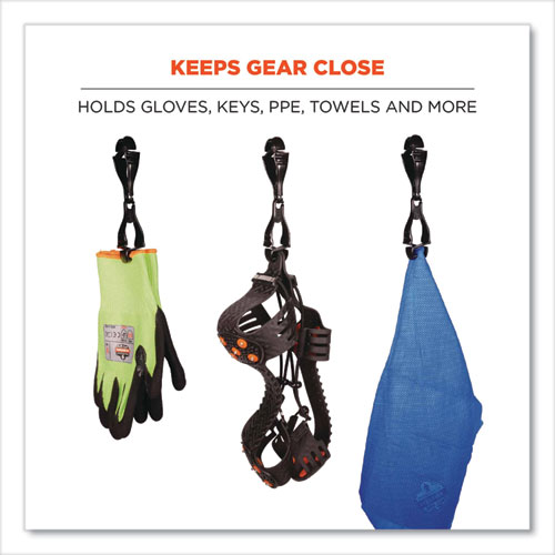 Picture of Squids 3400 Glove Clip Holder with Dual Clips, 1 x 1 x 6.5, Acetal Copolymer, Black, 100/Carton