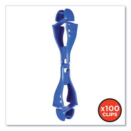 Picture of Squids 3400 Glove Clip Holder with Dual Clips, 1 x 1 x 6.5, Acetal Copolymer, Blue, 100/Carton