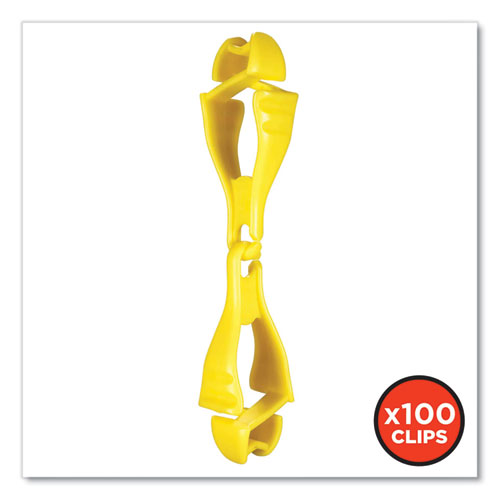 Picture of Squids 3400 Glove Clip Holder with Dual Clips, 1 x 1 x 6.5, Acetal Copolymer, Lime, 100/Carton
