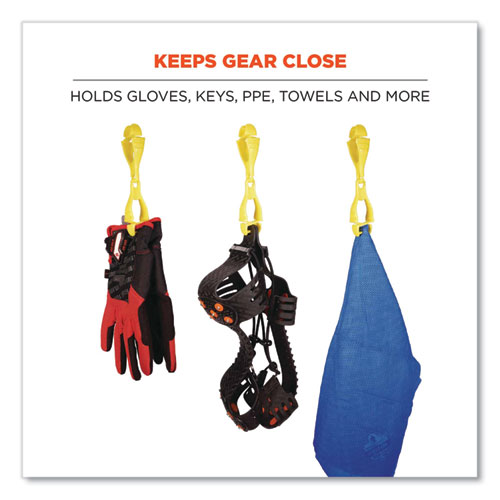 Picture of Squids 3400 Glove Clip Holder with Dual Clips, 1 x 1 x 6.5, Acetal Copolymer, Lime, 100/Carton