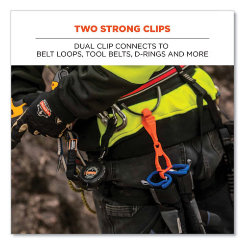 Picture of Squids 3400 Glove Clip Holder with Dual Clips, 1 x 1 x 6.5, Acetal Copolymer, Lime, 100/Carton