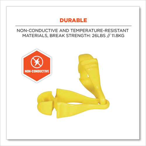 Picture of Squids 3400 Glove Clip Holder with Dual Clips, 1 x 1 x 6.5, Acetal Copolymer, Lime, 100/Carton