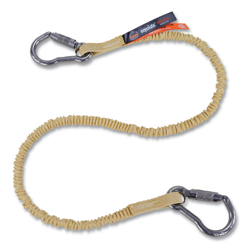 Picture of Squids 3121 Burn + CR Aramid Tool Lanyard with Steel Carabiners, 10 lb Max Working Capacity, 38" to 48" Long, Yellow