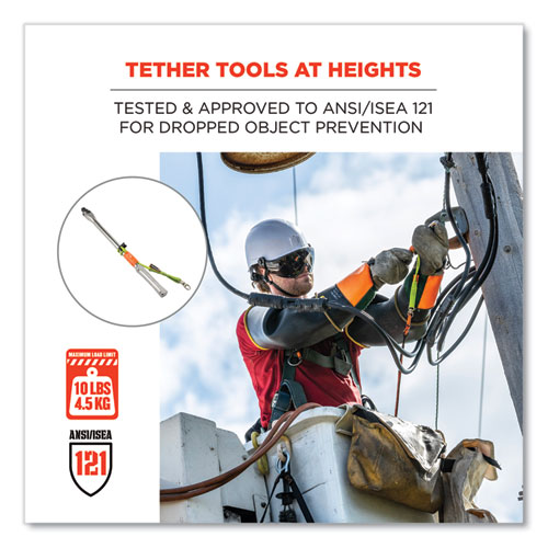 Picture of Squids 3713 Elastic Loop Tool Tails with Swiveling D-Rings, 10 lb Max Working Capacity, 15" Long, 3/Pack, 20 Packs/Carton